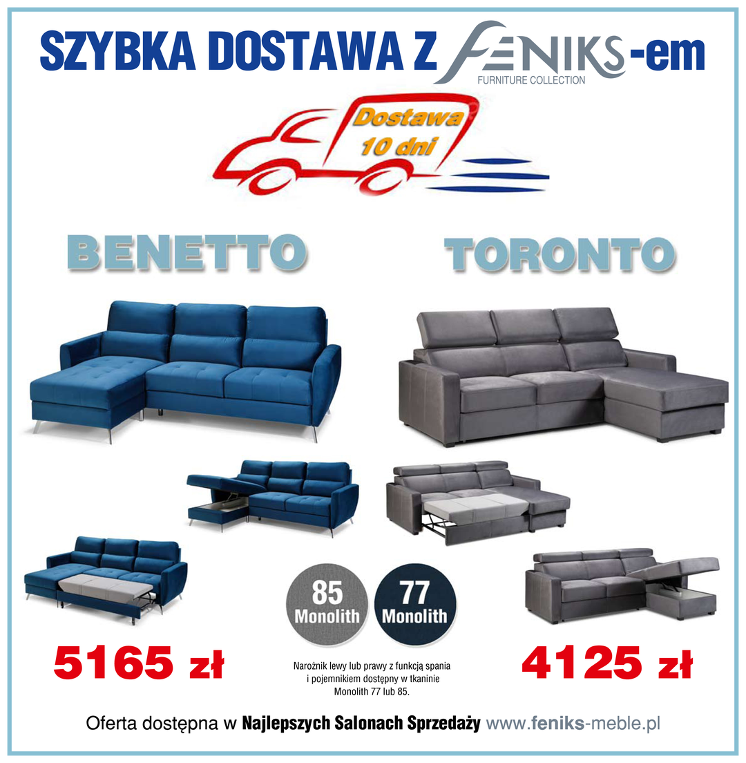 Szybka dostawa i dobra cena z Feniks Meble - narożnik Benetto i Toronto