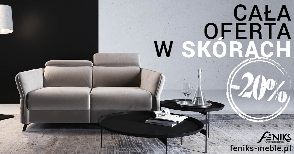 Meble Feniks tapicerowane w skórach naturalnych -20%